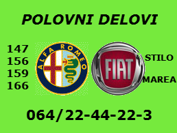 POLOVNI DELOVI ALFA ROMEO FIAT ŠABAC NOVI SAD BEOGRAD