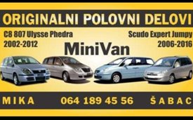 POLOVNI DELOVI MINI VAN FIAT SCUDO ULYSSE PEUGEOT EXPERT 807 CITROEN JUMPY C8 LANCIA PHEDRA ŠABAC